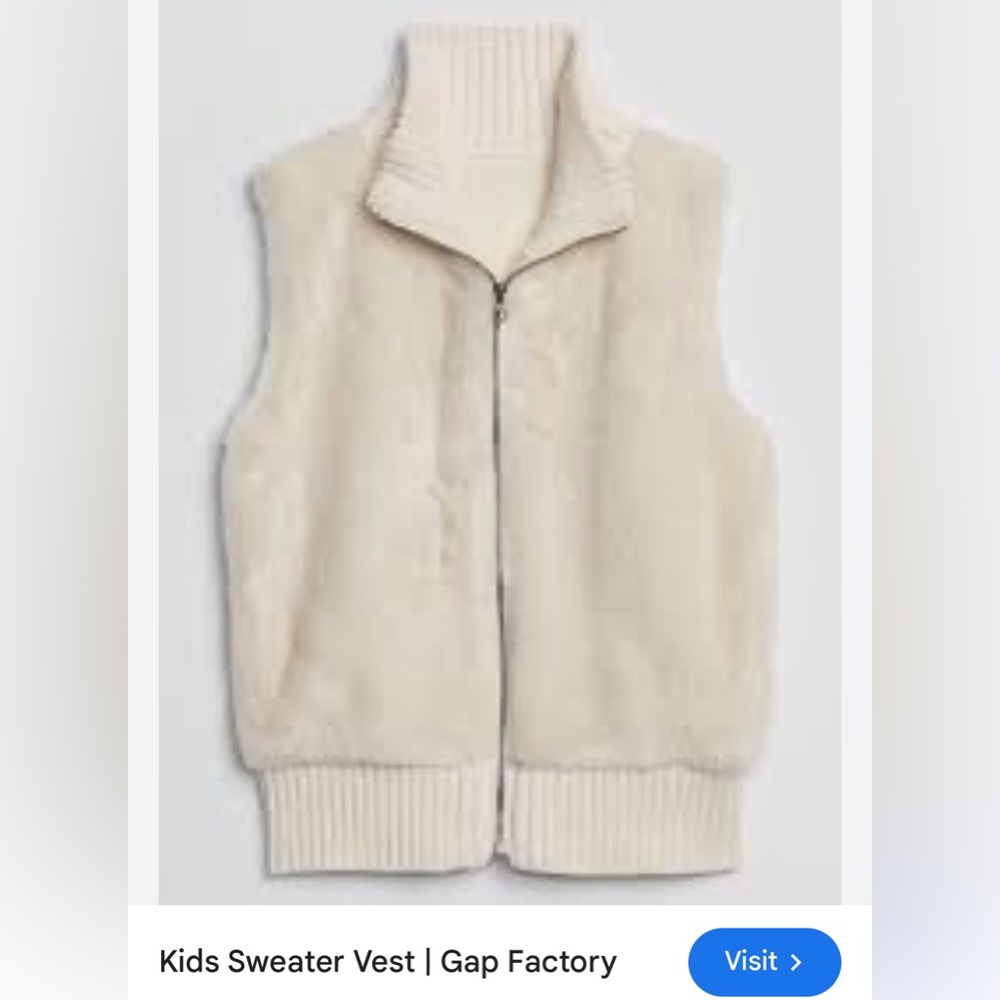 NWT girls faux fur sweater vest size Xl